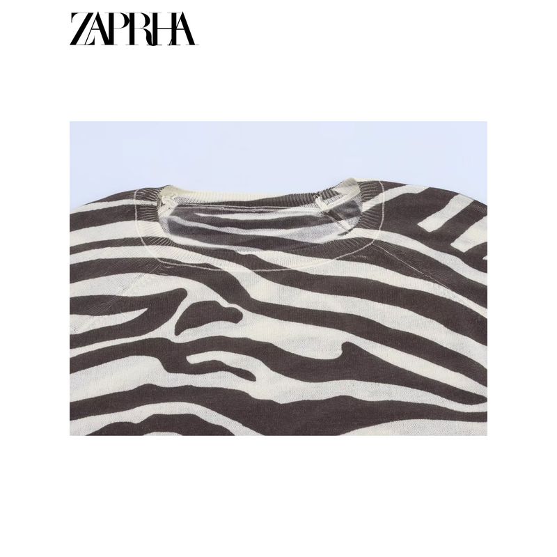 Zaprha 2025 New Arrival Long Sleeves Round Neck Minimalist Casual Thin Needle Knitwear Female Loose and Lazy Style 0506005