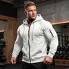 Men's Zip-Up Hoodie Jacket with Multiple Pockets for Outdoor Sports Training