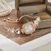 Women Rhinestone Bracelet Watch Small Square Dial Analog Quartz Wrist Watch Love Heart Chain Ladies Dress Watch with Adjustable