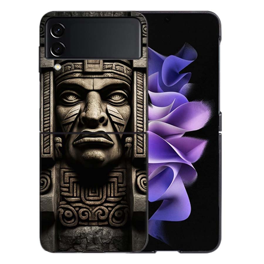 Aztec Maya Stone Coque For Samsung Z Flip7 6 Galaxy Case Shockproof Z Flip5 Z Flip3 4 5G Hard Cover Phone TPU PC Hard Funda