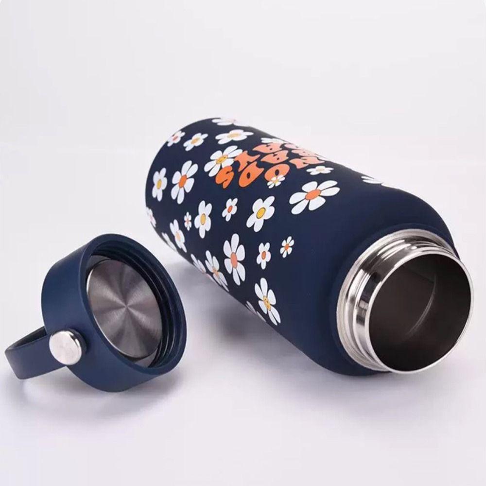 1L Thermal Water Bottle Creative Floral Insulated Bottle Reusable Outdoor Insulated Mug  Household
