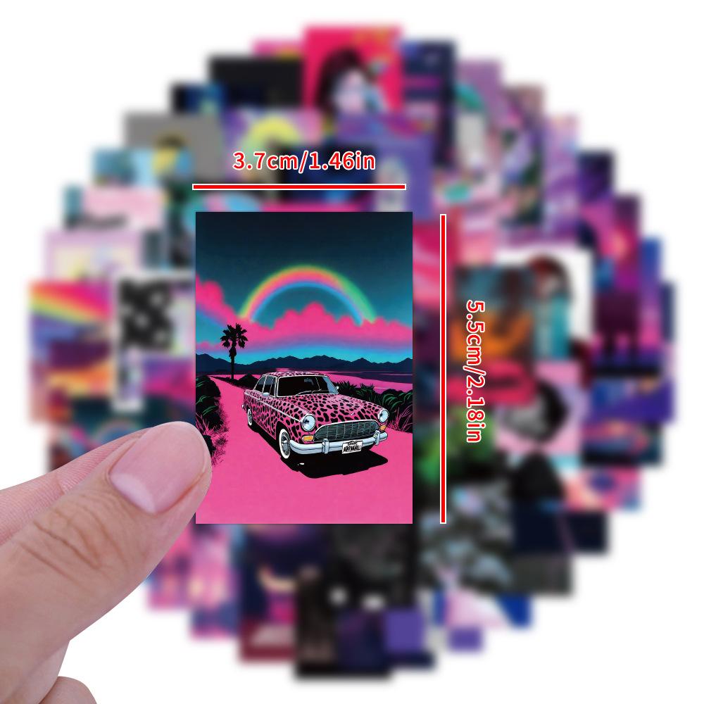 60 Steam Wave Psychedelic Style Graffiti Stickers Decorative Scooter Computer Guitar Hand Note Waterproof Stickers
