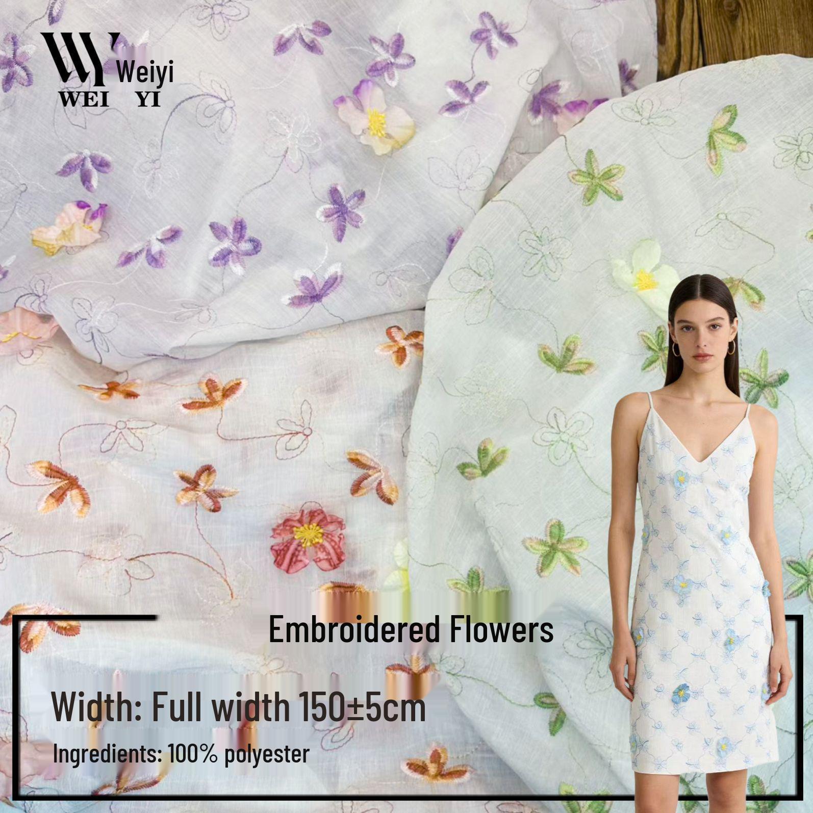 High-End Spring & Autumn Floral Embroidered Lace Women s Wear 100% Polyester