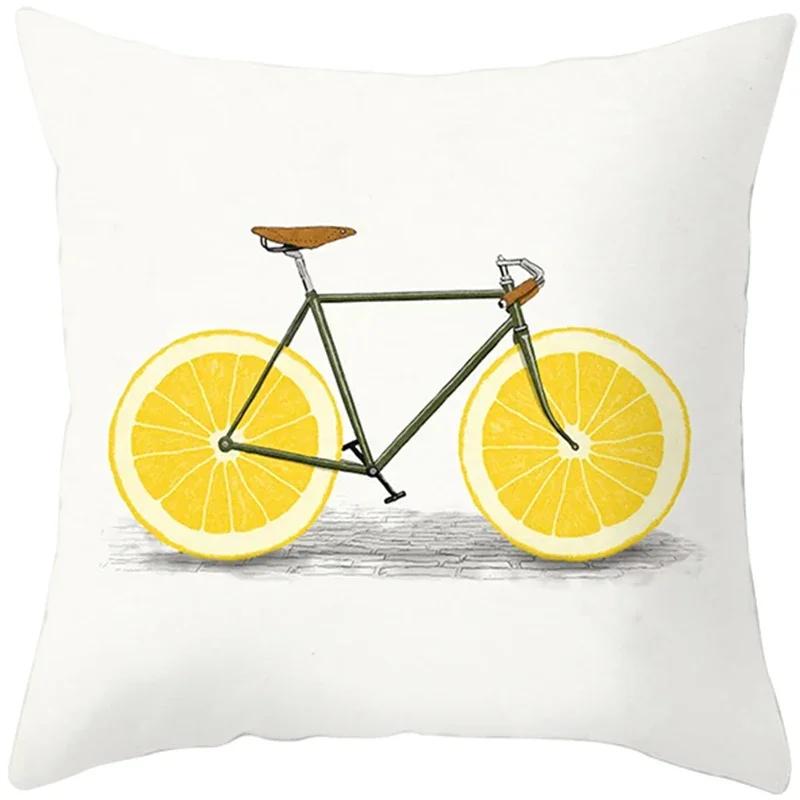 Summer Yellow Pineapple Leaf Print Pillow Case Home Decor 100% Polyester Throw Pillow Cover for Sofa Funda Cojin 45*45 Cushions