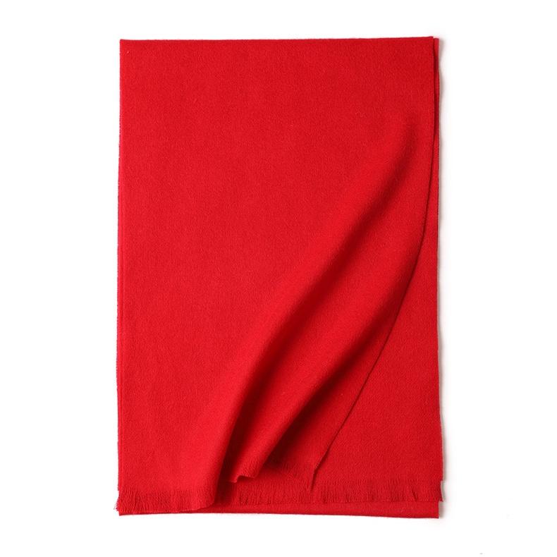 Autumn and Winter New Wool Solid Color Scarf Short Beard Warm Soft Comfortable Men's and Women's Red