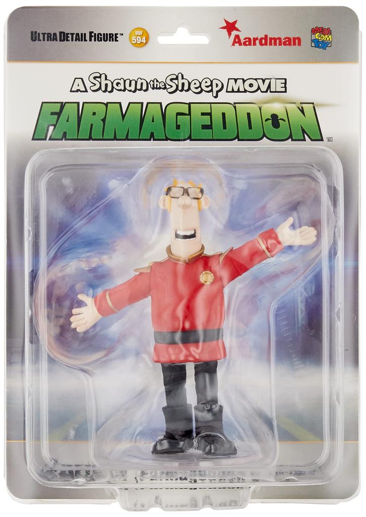 Medicom Toy UDF Ultra Detail Figure 594 Shaun the Sheep UFO Farmageddon Farmer Approximately 100mm Complete Figure No. Movie Fever! Costume, Tall,