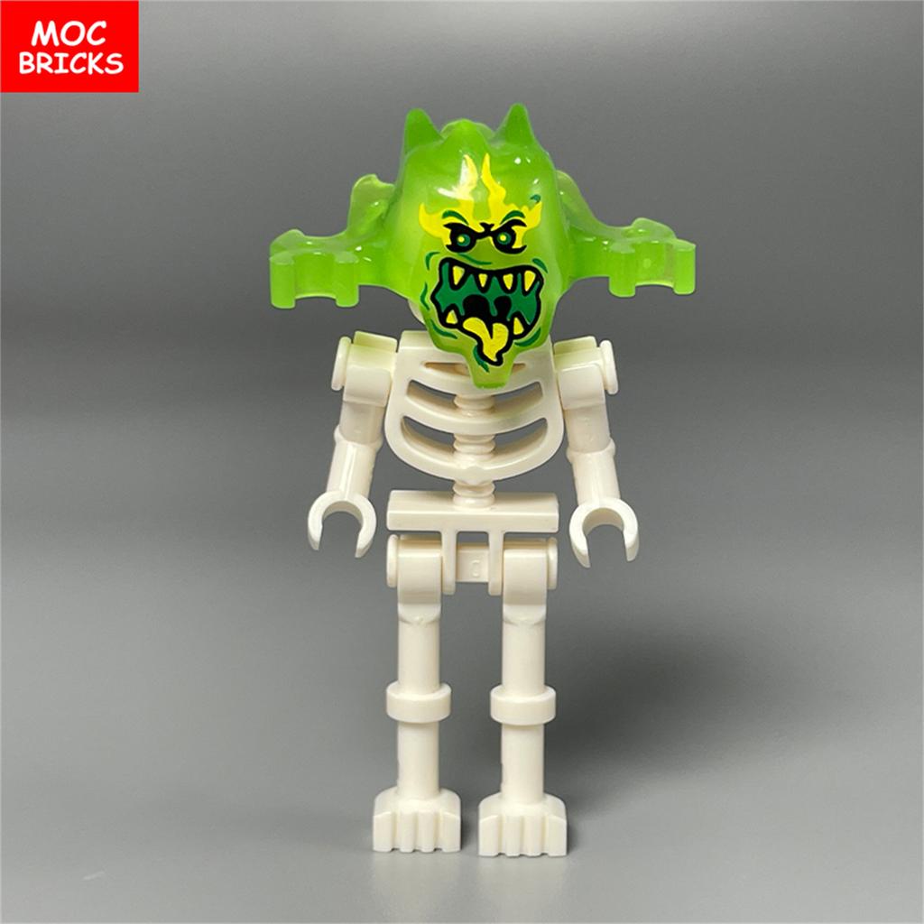 Non-Toxic Moc Bricks Halloween Luminous Helmet Action Figure Ghost Building Blocks Accessories Kids Gifts Kids Toys
