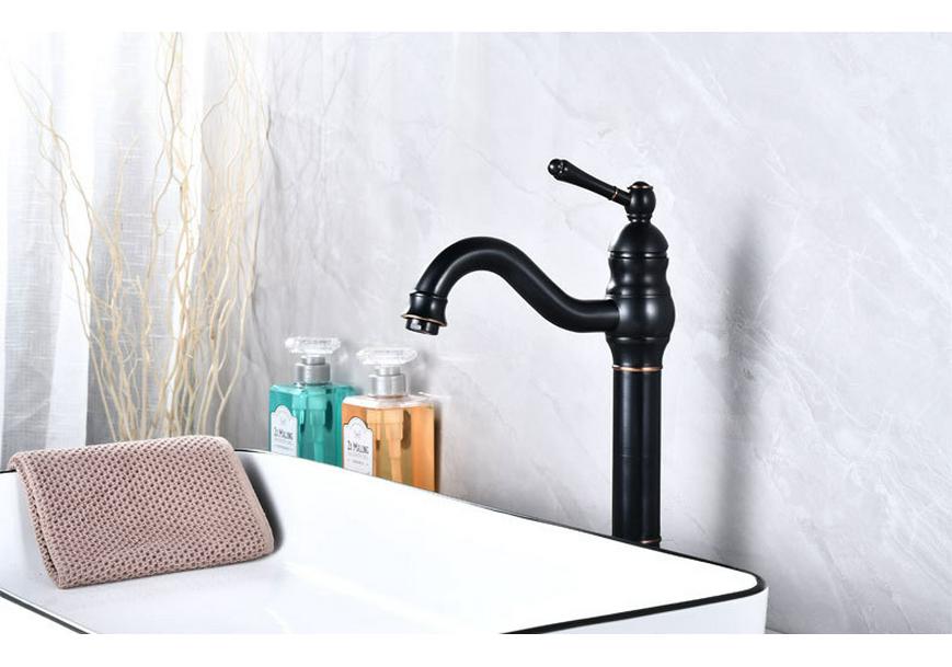 Antique American Brass Kitchen Faucet with Dual Temperature Control In Matte Black Finish