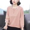 Women's Fashion Embroidered T-shirt Three-quarter Sleeve Design Trend Western Style Loose Casual Top Bottoming Shirt