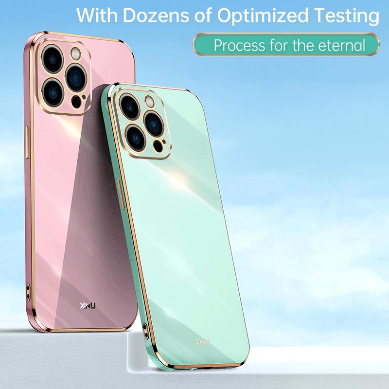 Luxury Square Silicone Plating Phone Case for iPhone 15 14 13 12 11 Pro Max XR X XS Max 7 8 15 Plus Shockproof Solid Color Soft Cover