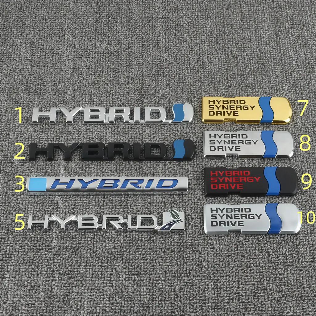 3D Metal HYBRID Logo Rear Emblem Decal Rear Trunk Side Fender Badge Sticker for Prius Rav4 Ranger Golf