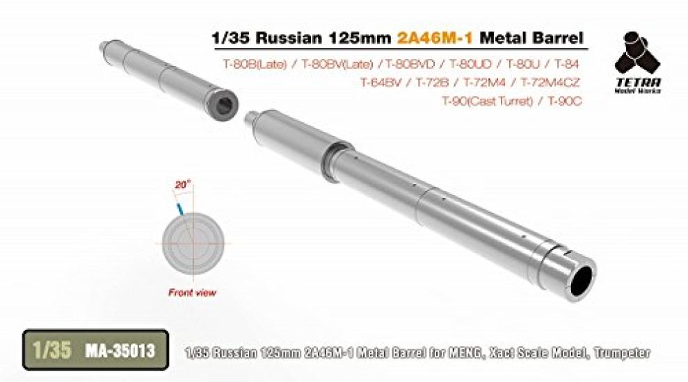 Tetra Model Works Russian 125mm Gun Metal Gun Barrel Plastic Model 1/35 2A46M-1
