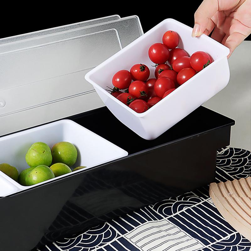 Fruit Box Condiment Container 4-6 Grids With Lid Large Capacity Bar Divided Fruits Bowl Household Seasonin Box Food Storage