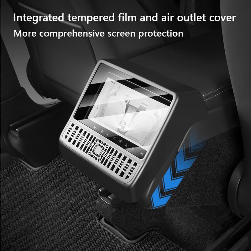 For Tesla Model Y Juniper 2025 2026 ABS Rear Center Console Air Outlet All-inclusive Protective Cover Integrated Tempered Glass