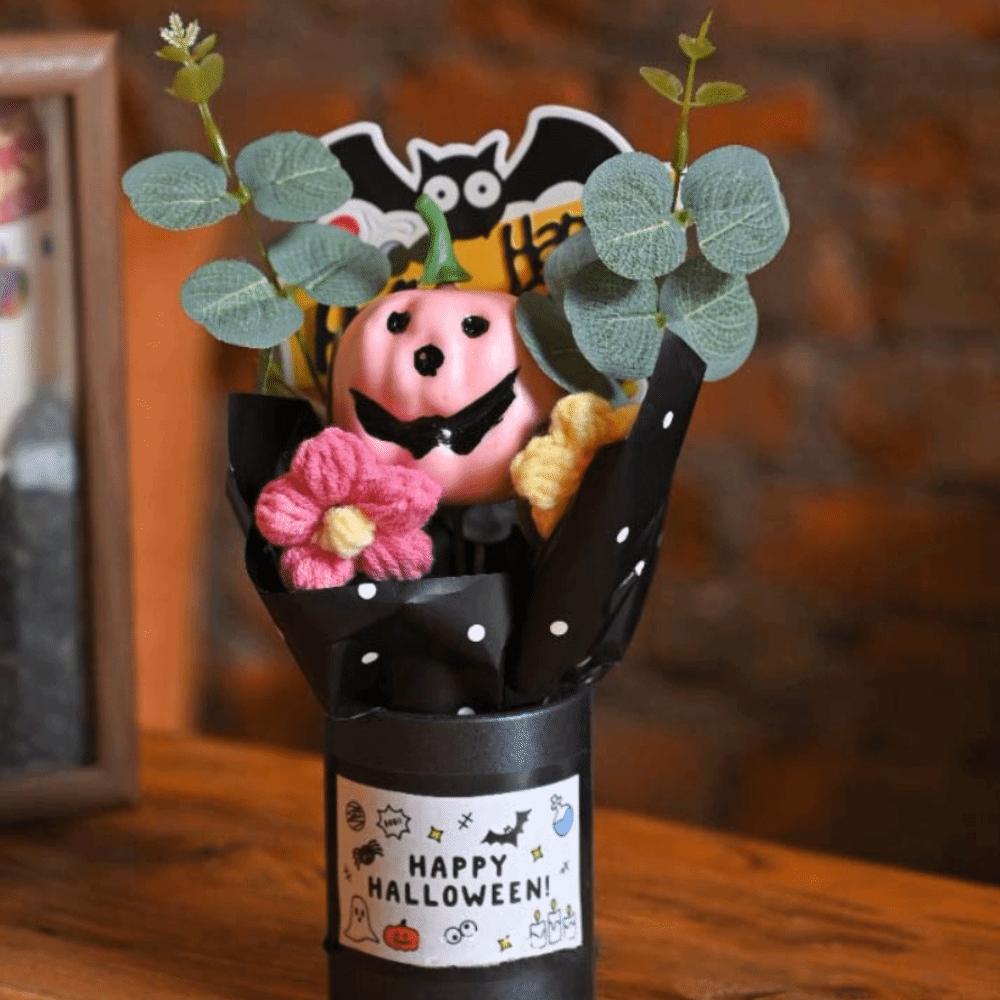 Resin Halloween Decoration Bat Ghost Desktop Ornament Handmade Pumpkin Bouquet Shop