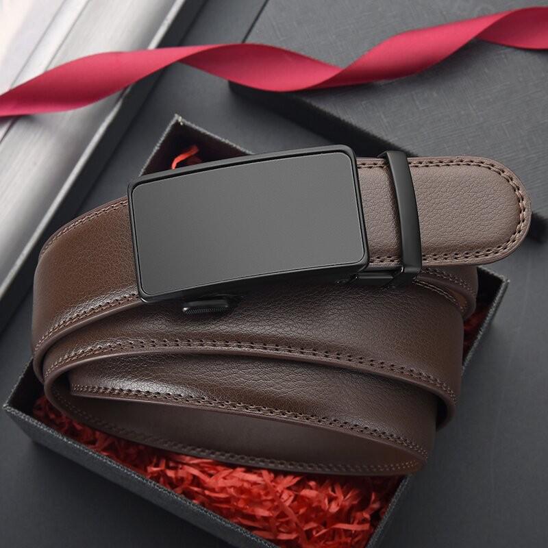 Men's High-End Genuine Leather Automatic Buckle Belt for Casual Trousers