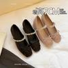 Sheepskin Version~ Inner Height Increase 7cm Rhinestone One-word Belt Women's Shoes Spring and Autumn New Bow Ballet Mary Jane Single Shoes