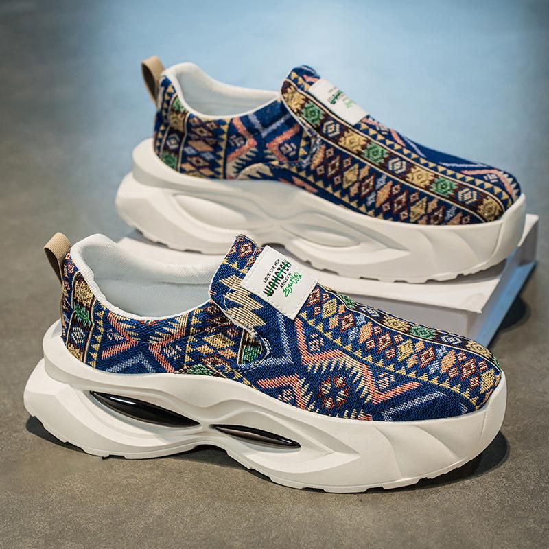 Men’s Sports Shoes Casual Street Style Platform Sneakers Students Over Sized Printed Skateboard Shoes Height Increase