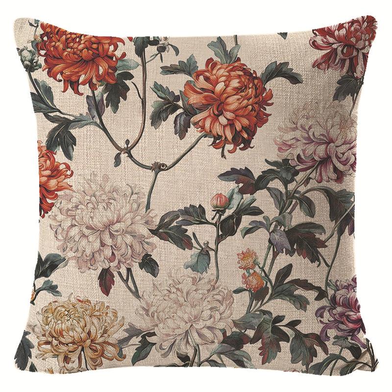 Frühlingsleinen Bedruckter Kissenbezug Nordisches Wohnzimmer Zuhause Sofa Pflanze Blume Kissen