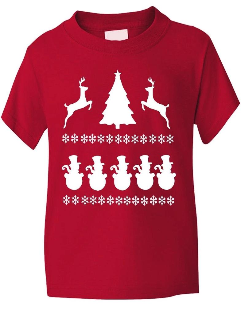 Christmas Snowman Scene Funny Boys Girls T-Shirt Christmas Gift Age 1-13