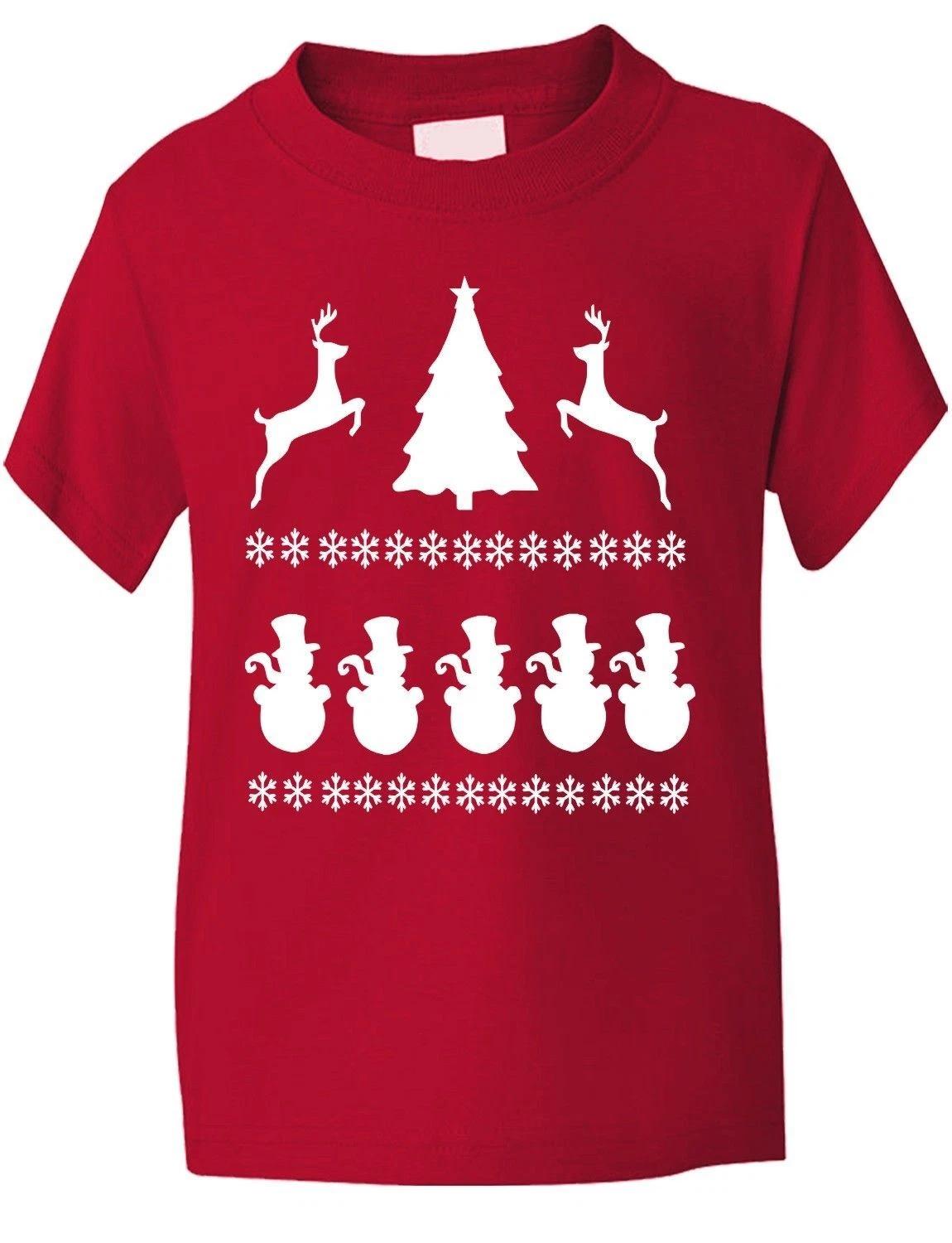 Christmas Snowman Scene Funny Boys Girls T-Shirt Christmas Gift Age 1-13 M
