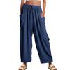 Women Comfortable Casual High-Waisted Solid Color Loose Lantern Pants with Pocket