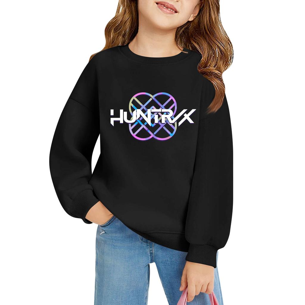 Kids' Long Sleeve Loose Pullover Letter Printed Round Neck Sweatshirt
