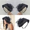 Lace Half Caps Bowknot Hairhoop for Lady French Headband Sweet Fascinator Hat Evening Dress Hairband for Formal Occasion