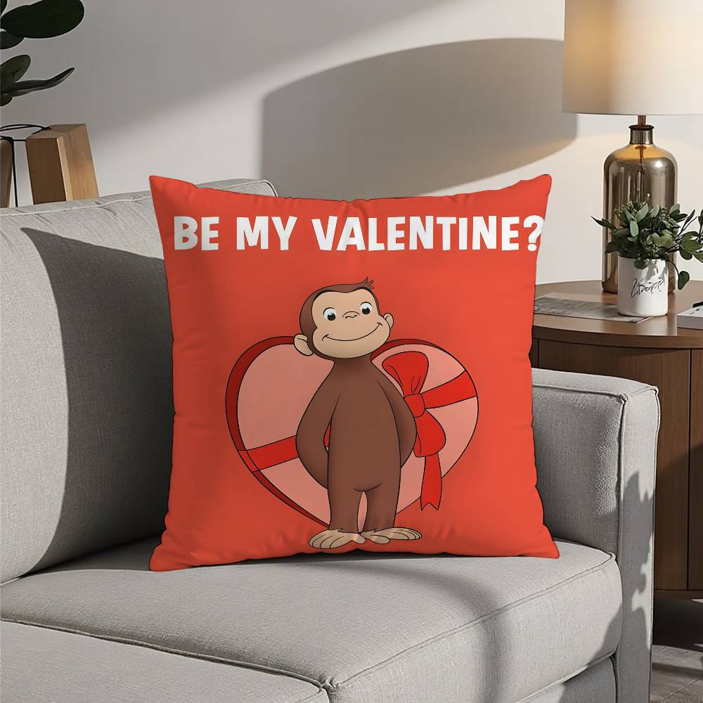 Good Night George Curious Monkey Pillow Case Sofa Decorative Home Double-sided Printing Short Plush Cushion Pillow Cover Gift