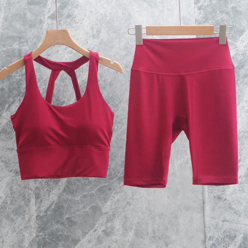 Women's Yoga Set: Cross-Back Tank & High-Waist Tummy Control Pants