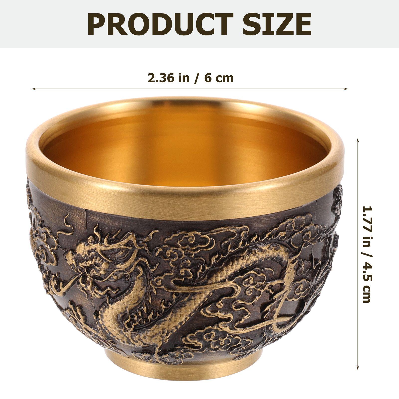 

1 шт. Чашка чайная дорожная Дракон из тисненой меди, винтажная, в китайском стиле, ретро, домашний декор, стеклянная посуда other