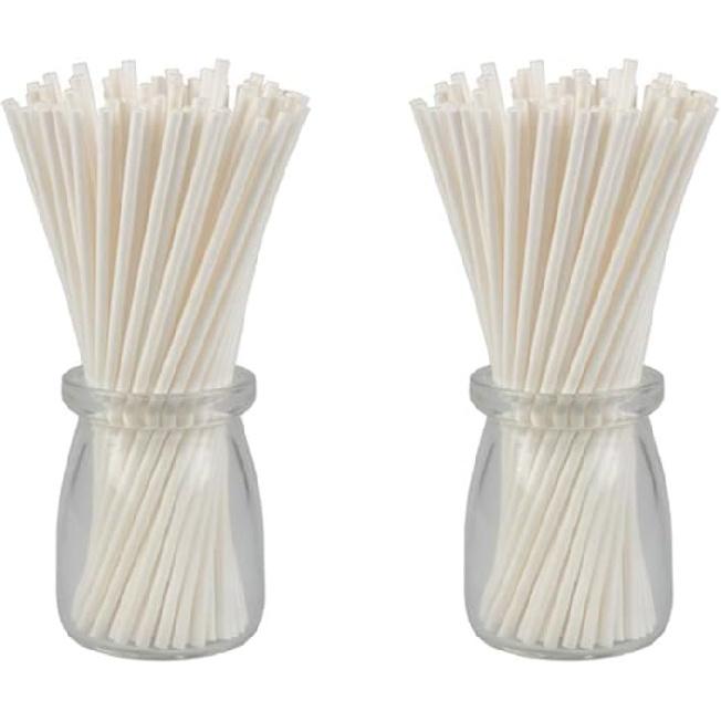 COOLAKE Lollipop Sticks 100 Pack 6 Inch Paper Candy Making Sucker Sticks for Cake Topper, DIY Homemade Fruit Candy, Chocolate