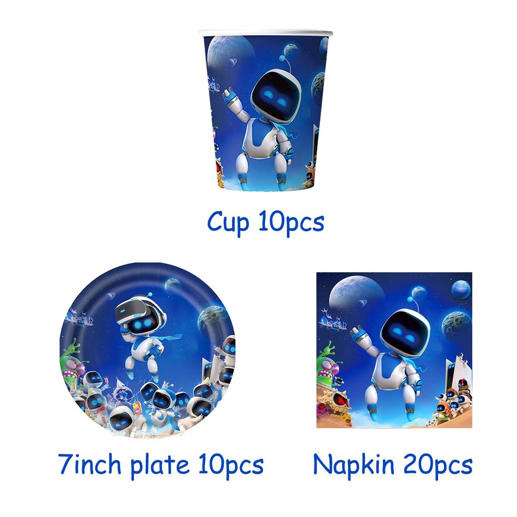 Cartoon ROBOTS Child Birthday Party Decoration Supplies Cup Plate Balloon Tablecloth Banner Photography Background Prop Kid Gift