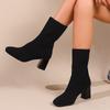 Martin Boots Women's New Women's Boots Winter New Square Head Sleeve Short Boots Women's Flying Woven Thick Heel Medium Heel Thin Boots