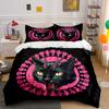 "Bold Gothic Cat Design Trio" Kid's and Adults' Bedroom Decor Exquisite Three-piece Bedding Set Gift