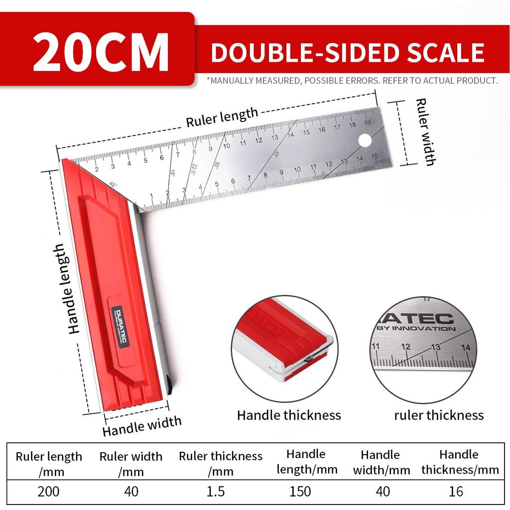 1 adet 20-40mm Alüminyum Alaşım Kare Cetvel Dik Açı 90 Metrik Ölçerler Dönüş Cetveli Ahşap İşleme Cetveli L Şekilli Ölçüm Aracı