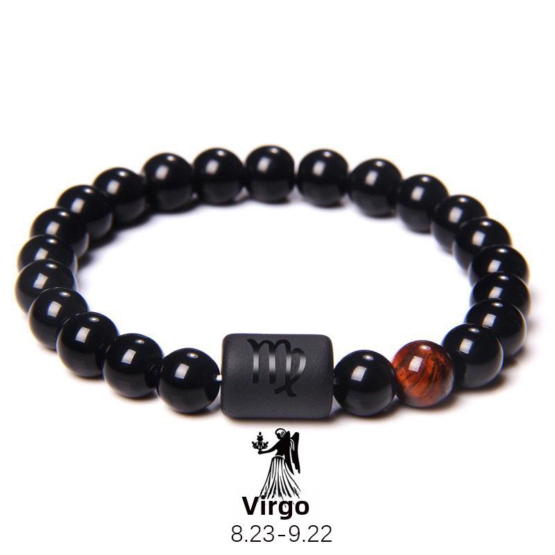 Zodiac Obsidian Bracelets: Elastic Beaded Design for Men and Women, Softly Wraps Around Fingers.