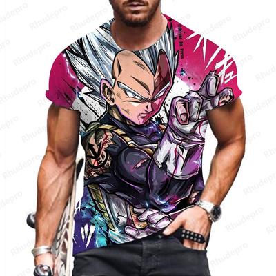 Męska odzież Anime T-shirty Moda Topy Nowy trend Vegeta Krótkie rękawy