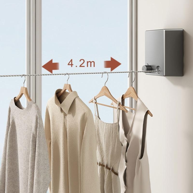 Multipurpose Retractable Clothesline Invisible Wire Rope Wall Mounted Clothes Line for Hanging Diapers and Socks