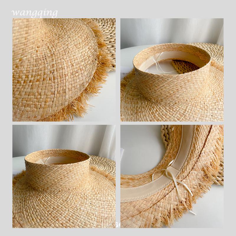 Rough Raffia Hat Women's Summer Sunscreen Eaves Empty Top Straw Sun Hat Vacation Seaside Beach Sun Hat