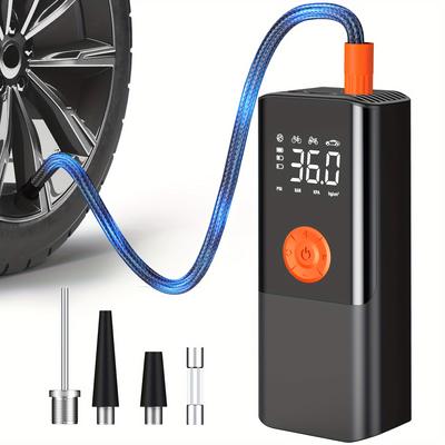 Hustičky pneumatik - Automobilový vzduchový kompresor s digitálním manometrem - 150 PSI - pumpa na motocykly, elektrokola a jízdní kola s LED světly
