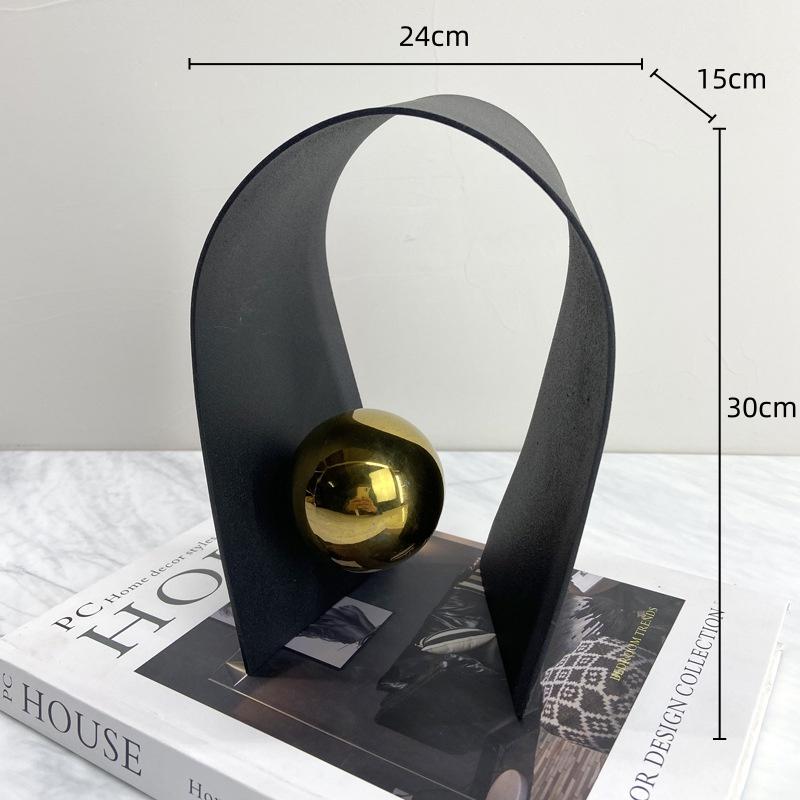 Metal El Sanatları Geometrik Altın Küre Metal Kemerler Yaratıcı Sanat Süsleri Dekoratif Figürler Ev Dekorasyon Aksesuarları