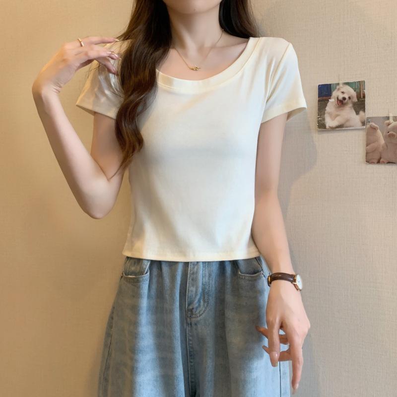 

Женская летняя облегающая хлопковая футболка-поло с рисунком «рыбьи кости» и фирменным логотипом Small