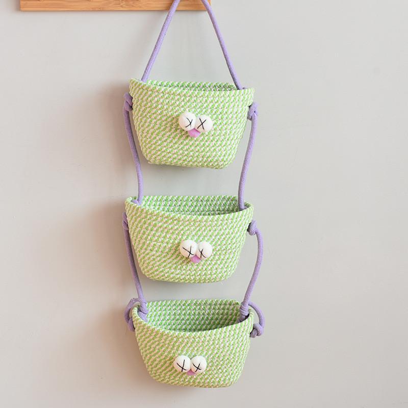 Multipurpose Foldable Cotton Hanging Basket For Bedroom Organizing