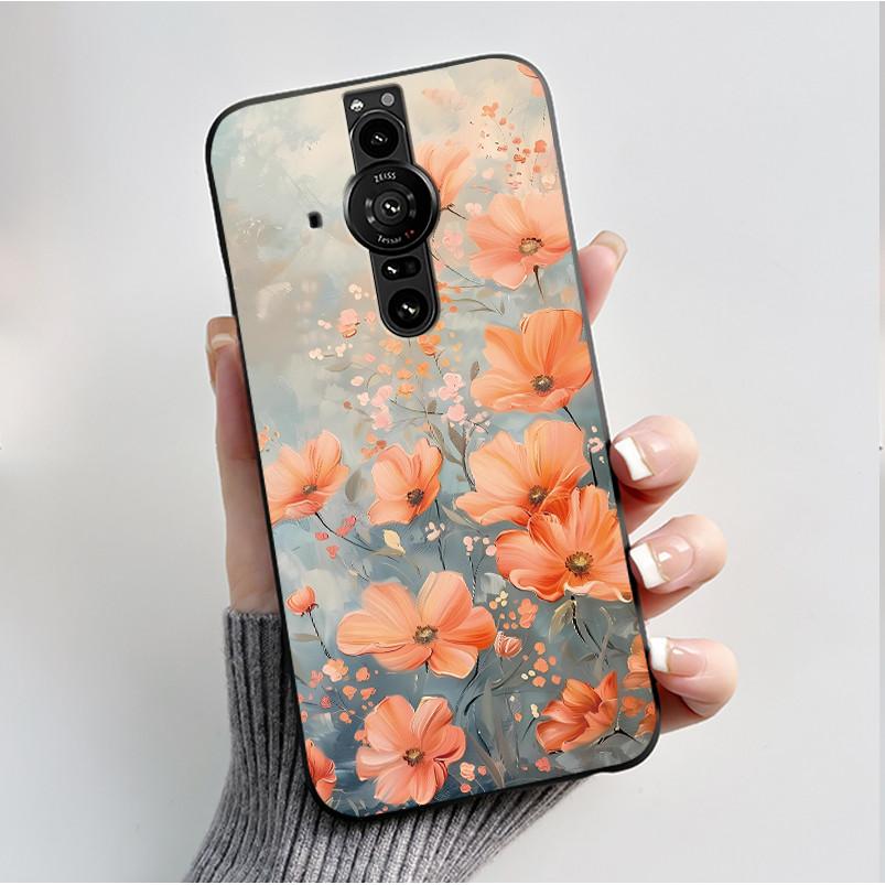 Printing Pattern Case For Sony Xperia Pro-I Fundas Soft Silicone Black Shell Cover Cute Flower Cartoon Casing Capa Coque