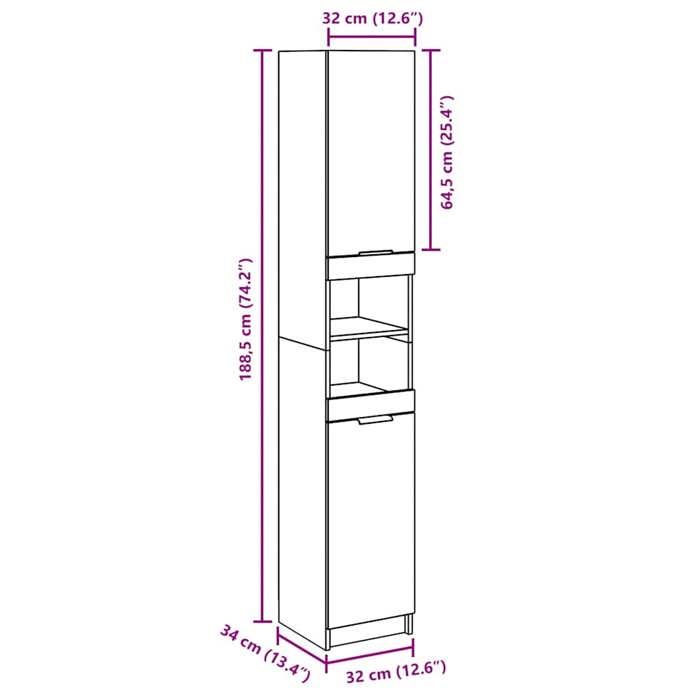 VidaXL Armoire de salle de bain vieux bois bois d'ingénierie, armoire de rangement de salle de bain, placard de salle de 856943