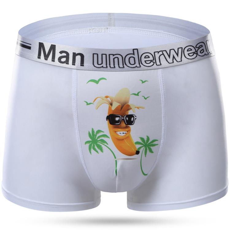 

Мужские сексуальные дышащие трусы-боксеры из ледяного шелка с принтом, шорты-боксеры с 3D-бананами L