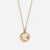 18K Gold Titanium Steel Women's Necklace with French White Mother-of-Pearl Star, Moon, and Round Pendant.