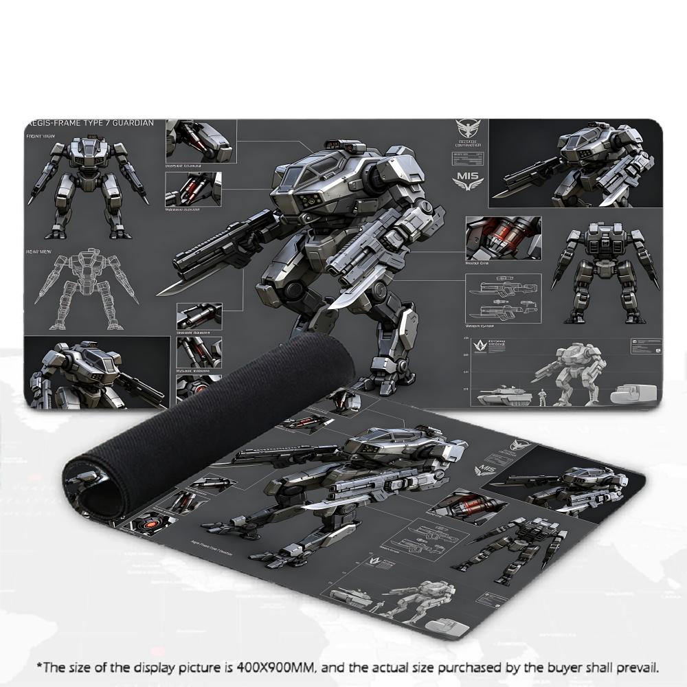 Sci-Fi Mech Rüstung Mecha Bauplan XXL Schreibtischunterlage Futuristische Gewehr Raumschiff Groß Rutschfest Gummi Tastatur Gaming Büro Mauspads