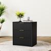 Comodino Classico con 3 Cassetti Spaziosi – Design Unico a Scanalatura, Maniglie in Metallo di Alta Qualità e Guide a Basso Rumore – Base Stabile – Nero